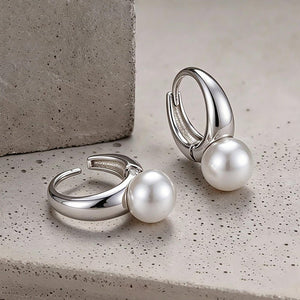 Minimalist Lustrous Pearl Drop Hoop Earrings - Perimade & Co.
