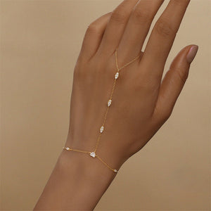 Minimalist Marquise CZ Hand Chain Bracelet - Perimade & Co.