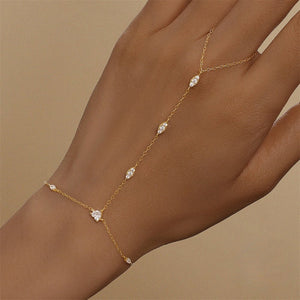 Minimalist Marquise CZ Hand Chain Bracelet - Perimade & Co.