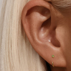 Minimalist Mini Gemstone Open Hoop Earrings - Perimade & Co.