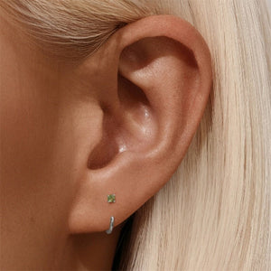 Minimalist Mini Gemstone Open Hoop Earrings - Perimade & Co.