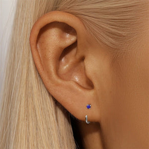 Minimalist Mini Gemstone Open Hoop Earrings - Perimade & Co.