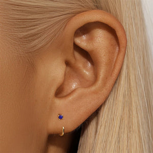 Minimalist Mini Gemstone Open Hoop Earrings - Perimade & Co.