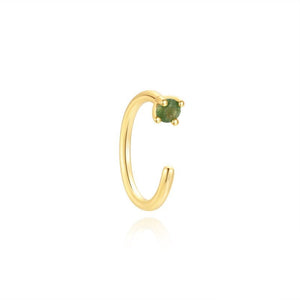 Minimalist Mini Gemstone Open Hoop Earrings - Perimade & Co.