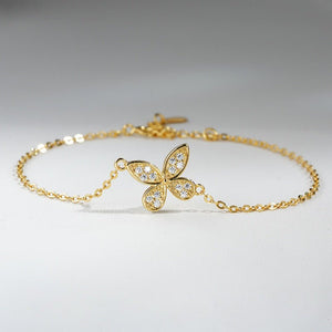 Minimalist Moissanite Butterfly Chain Bracelet - Perimade & Co.
