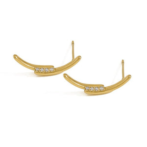Minimalist Moon Curved Arc Bar Stud Earrings - Perimade & Co.