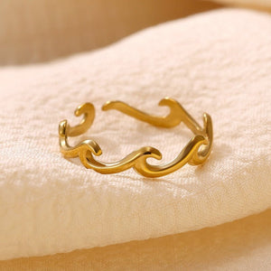 Minimalist Ocean Wave Adjustable Open Ring - Perimade & Co.