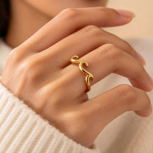 Minimalist Ocean Wave Adjustable Open Ring - Perimade & Co.