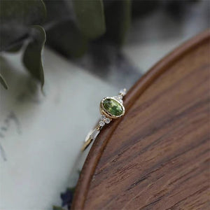 Minimalist Oval - Cut Peridot Stacking Ring - Perimade & Co.