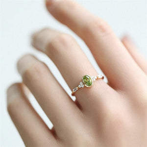 Minimalist Oval - Cut Peridot Stacking Ring - Perimade & Co.