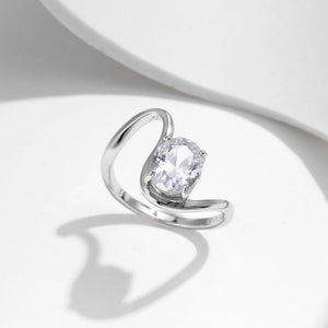 Minimalist Oval Solitaire Fluid Wave Band Ring - Perimade & Co.