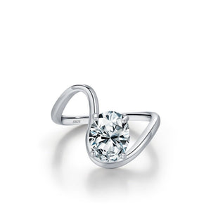 Minimalist Oval Solitaire Fluid Wave Band Ring - Perimade & Co.