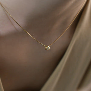 Minimalist Pebble CZ Solitaire Charm Necklace - Perimade & Co.
