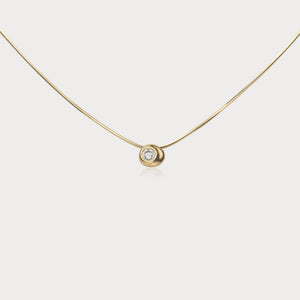 Minimalist Pebble CZ Solitaire Charm Necklace - Perimade & Co.