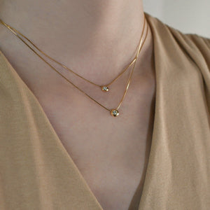 Minimalist Pebble CZ Solitaire Charm Necklace - Perimade & Co.