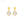 Gold earrings with clear gemstones on a white background
