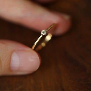 Minimalist Solitaire Stacking Thin Band Ring - Perimade & Co.