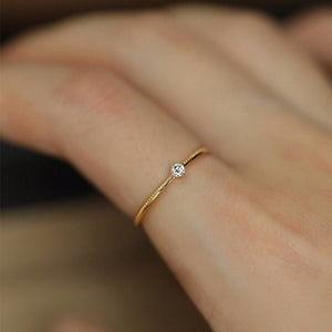 Minimalist Solitaire Stacking Thin Band Ring - Perimade & Co.