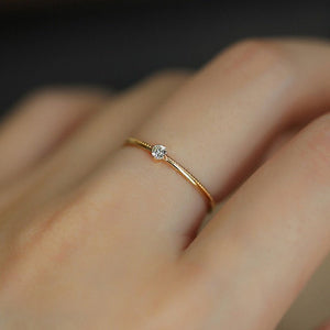 Minimalist Solitaire Stacking Thin Band Ring - Perimade & Co.