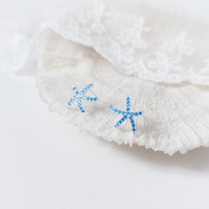 Minimalist Starfish Blue CZ Pave Stud Earrings - Perimade & Co.
