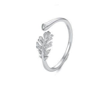 Minimalist Textured Oak Leaf CZ Stacking Ring - Perimade & Co.