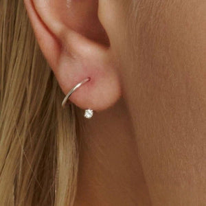 Minimalist Tiny CZ Spiral Open Hoop Earrings - Perimade & Co.