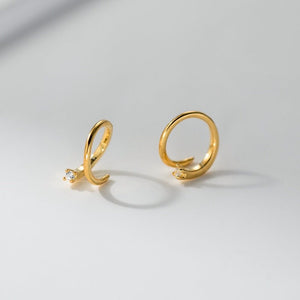 Minimalist Tiny CZ Spiral Open Hoop Earrings - Perimade & Co.