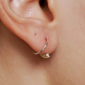 Minimalist Tiny CZ Spiral Open Hoop Earrings - Perimade & Co.