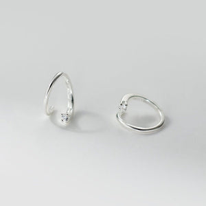 Minimalist Tiny CZ Spiral Open Hoop Earrings - Perimade & Co.
