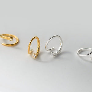 Minimalist Tiny CZ Spiral Open Hoop Earrings - Perimade & Co.