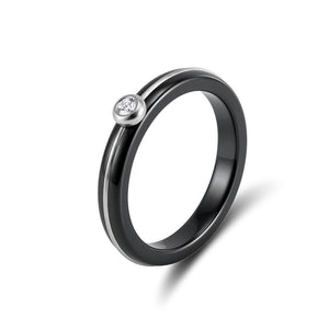 Minimalist Two - Tone CZ Solitaire Band Ring - Perimade & Co.