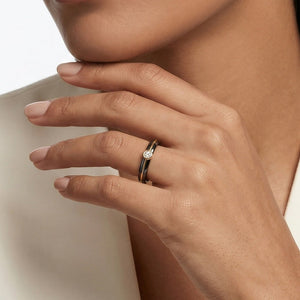 Minimalist Two - Tone CZ Solitaire Band Ring - Perimade & Co.