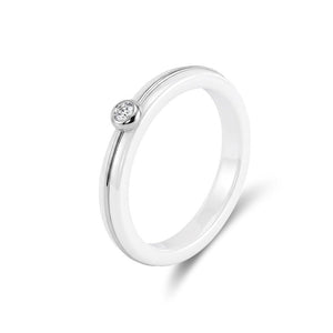 Minimalist Two - Tone CZ Solitaire Band Ring - Perimade & Co.