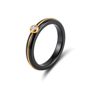 Minimalist Two - Tone CZ Solitaire Band Ring - Perimade & Co.