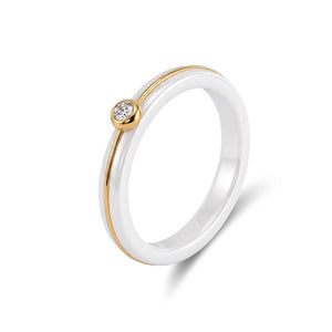 Minimalist Two - Tone CZ Solitaire Band Ring - Perimade & Co.
