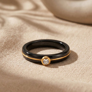 Minimalist Two - Tone CZ Solitaire Band Ring - Perimade & Co.