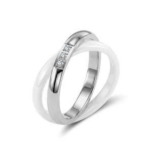 Minimalist Two - Tone Interlocking CZ Band Ring - Perimade & Co.