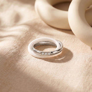 Minimalist Two - Tone Interlocking CZ Band Ring - Perimade & Co.