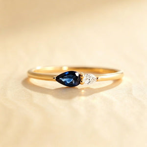 Minimalist Two-Tone Teardrop CZ Band Ring - Perimade & Co.