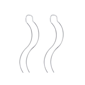 Minimalist Wave Long Drop Threader Earrings - Perimade & Co.