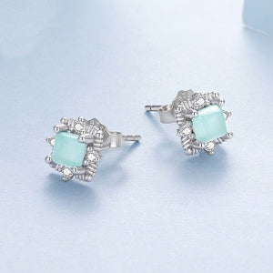 Mint Cushion CZ Royal Vintage Stud Earrings - Perimade & Co.
