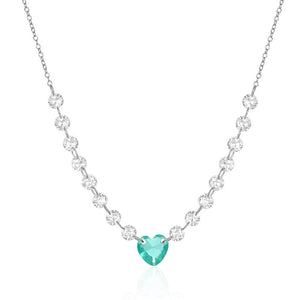 Mint CZ Heart Beaded Station Charm Necklace - Perimade & Co.
