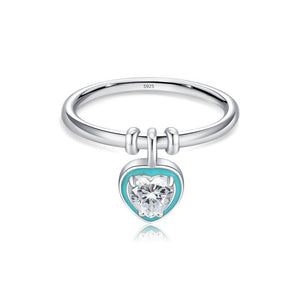 Mint Heart Dangle Charm Stacking Band Ring - Perimade & Co.