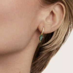 Mismatch Kite Natural Moss Agate CZ Earrings - Perimade & Co.