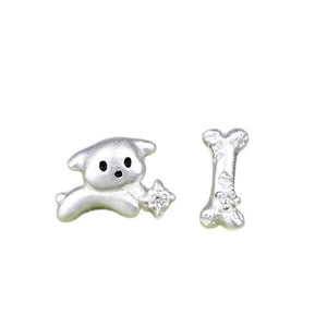 Mismatch Playful Dog Bone CZ Stud Earrings - Perimade & Co.