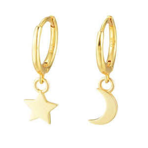 Mismatch Star Moon Drop Hoop Earrings - Perimade & Co.