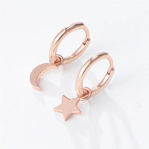 Mismatch Star Moon Drop Hoop Earrings - Perimade & Co.
