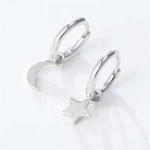Mismatch Star Moon Drop Hoop Earrings - Perimade & Co.