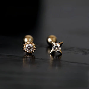 Mismatch Sunburst Star Cartilage Stud Earrings - Perimade & Co.