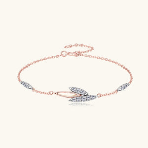 Mixed Metal Moissanite Leaf Chain Bracelet - Perimade & Co.